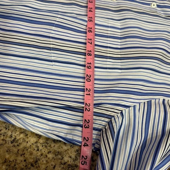 Bugatchi Men’s XL LS Dress Classic Fit Shirt - 100% cotton Blue/White Stripped - Picture 9 of 10